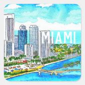 マイアミスカイライントロピカルポストカード スクエアシール (正面)