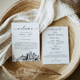 マイアミスカイライン結婚式プログラム 5x7 フラットカード 招待状