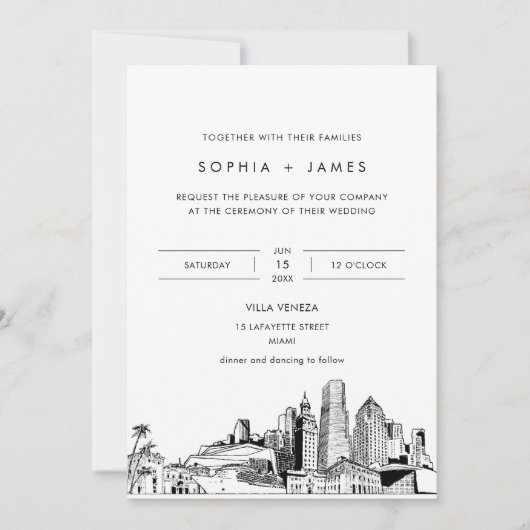 マイアミスカイライン結婚式招待状と写真 招待状 (正面)