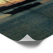 マイアミスカイライン、フロリダサンセットボートポスター ポスター (角)