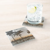 マイアミスタイリッシュフロリダヴィンテージスカイライン ガラスコースター (アングル)