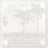 マイアミスタイリッシュフロリダヴィンテージスカイライン ガラスコースター (裏面)