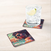 マイアミスプリングブレイクブラックウーマン絵画インプール スクエアペーパーコースター (インサイチュ)