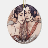 マイアミダウンタウンウィメンズカドリングレズビアンズスケッチ セラミックオーナメント (左)