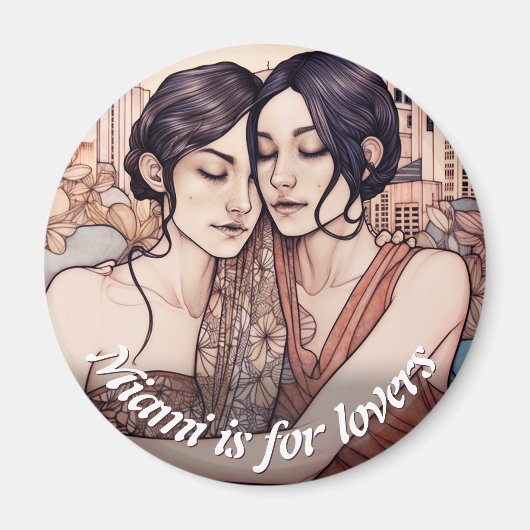 マイアミダウンタウンウィメンズカドリングレズビアンズスケッチ マグネット (正面)