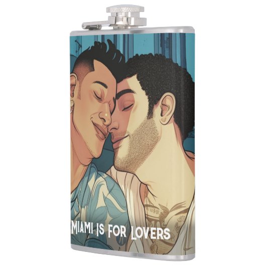 マイアミダウンタウンゲイメンズカドリングイラストレーション フラスク (左)
