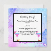 マイアミディスコカクテルバースデーパーティーの招待状 招待状 (正面)