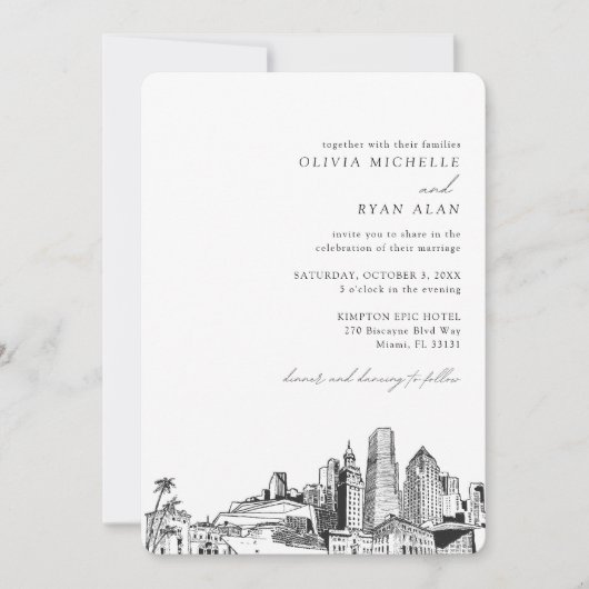 マイアミデスティネーションウェディングスカイライン招待状 招待状 (正面)