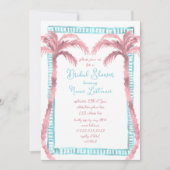 マイアミトロピカルビーチハン絵を描ドブライダルシャワー 招待状 (正面)