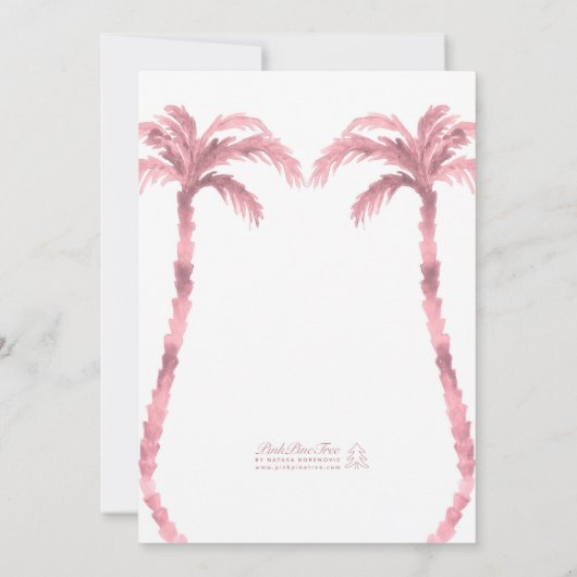 マイアミトロピカルビーチハン絵を描ドブライダルシャワー 招待状 (裏面)