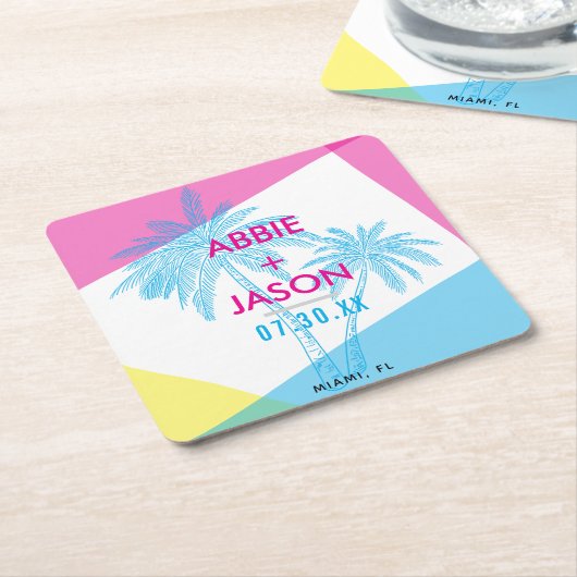 マイアミナイト スクエアペーパーコースター (アングル)