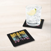 マイアミバケーションスーベリーホテルレトロビーチアパレル スクエアペーパーコースター (インサイチュ)