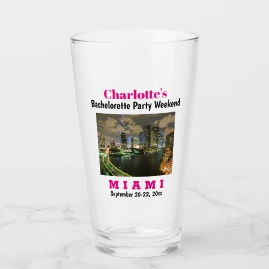 マイアミバチェロレッテガールズトリップビールピント タンブラーグラス (正面)
