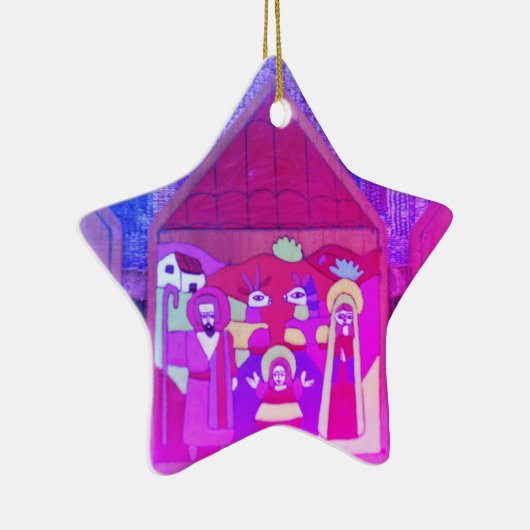 マイアミパープルブルーのクリスマスクリッシュ セラミックオーナメント (右)