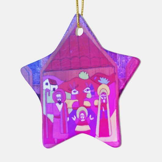 マイアミパープルブルーのクリスマスクリッシュ セラミックオーナメント (左)