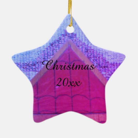 マイアミパープルブルーのクリスマスクリッシュ セラミックオーナメント (裏面)