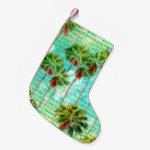 マイアミパームズ:水彩熱帯シームレス スモールクリスマスストッキング (正面 (吊り時))