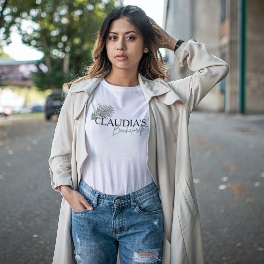 マイアミパーム名前をカスタムするブライドバチェロレッテ Tシャツ
