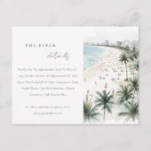 マイアミビーチのヤシの木での結婚式 詳細 エンクロージャーカード (正面)