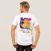 マイアミビーチの夏休み - レトロなヤシの木 トライブレンドTシャツ (裏面全面)