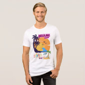 マイアミビーチの夏休み - レトロなヤシの木 トライブレンドTシャツ (正面全面)