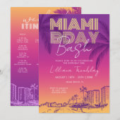 マイアミビーチの誕生日ウィークエンドの旅程 招待状 (正面/裏面)