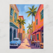 マイアミビーチカラフル通りシーン ポストカード (正面)