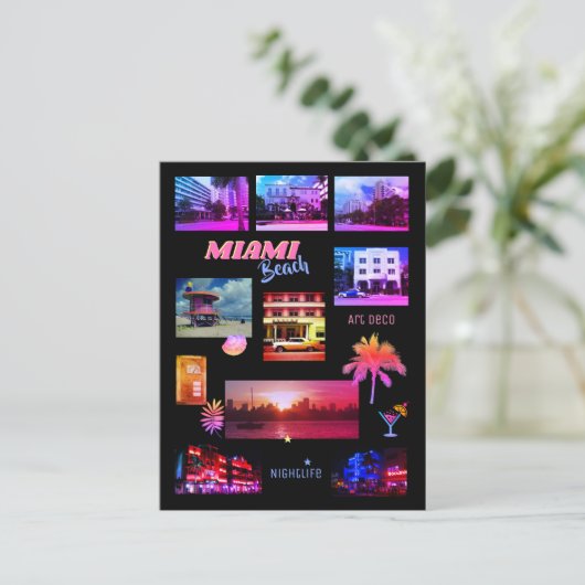 マイアミビーチコラージュ ポストカード (スタンド正面)