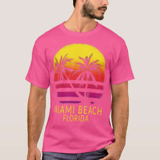 マイアミビーチサウスフロリダヴィンテージトロピカルサンセット Tシャツ