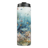マイアミビーチサンゴ礁と魚の水色 タンブラー (正面)