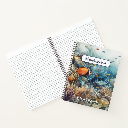 マイアミビーチサンゴ礁と魚の水色 ノートブック (内部)