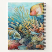 マイアミビーチサンゴ礁と魚の水色 ノートブック (裏面)