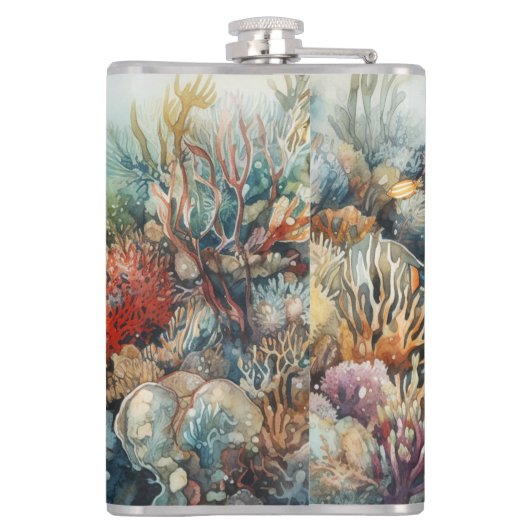マイアミビーチサンゴ礁と魚の水色 フラスク (裏面)