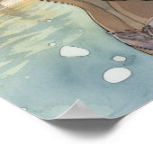 マイアミビーチスプリングブレイクガールインプールウォーターカラー ポスター (角)