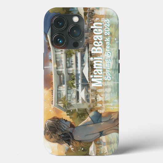 マイアミビーチスプリングブレイクガールインプールウォーターカラー Case-Mate iPhoneケース (裏面)