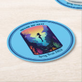 マイアミビーチスプリングブレイク2023マーメイドリーフ ラウンドペーパーコースター (アングル)