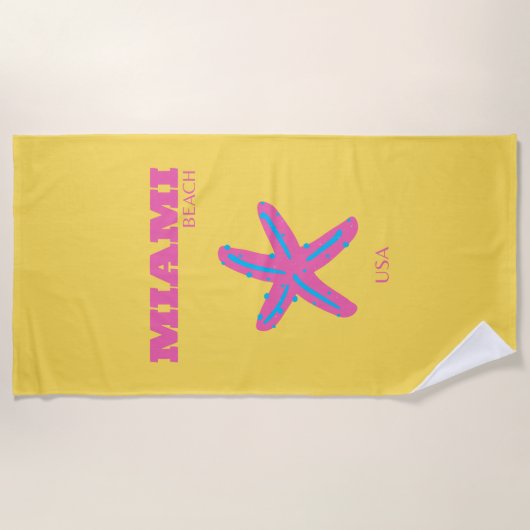 マイアミビーチトラベルアート ビーチタオル (正面)