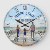 マイアミビーチハウスフロリダまたはチェンジトゥアニービーチ ラージ壁時計 (正面)