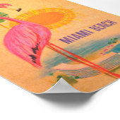 マイアミビーチピンクフラミンゴヴィンテージ旅行ポスター ポスター (角)