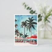 マイアミビーチフロリダウォーター絵を描カラー ポストカード (スタンド正面)