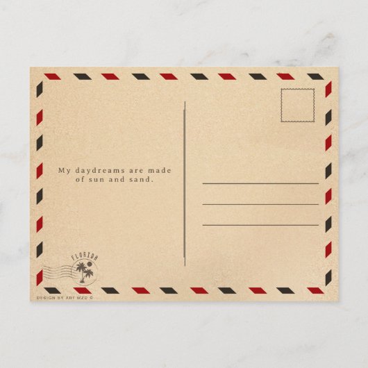 マイアミビーチフロリダサンドトロピカルパ葉ーム ポストカード (裏面)