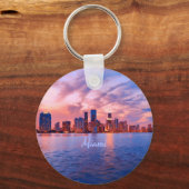 マイアミビーチフロリダシティスカイライン キーホルダー (正面)