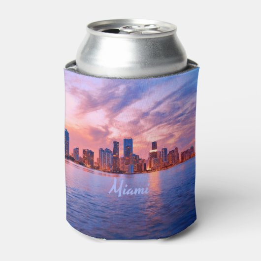 マイアミビーチフロリダシティスカイライン 缶クーラー (缶正面)