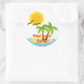 マイアミビーチフロリダトロピカルステッカー ラウンドシール (バッグ)