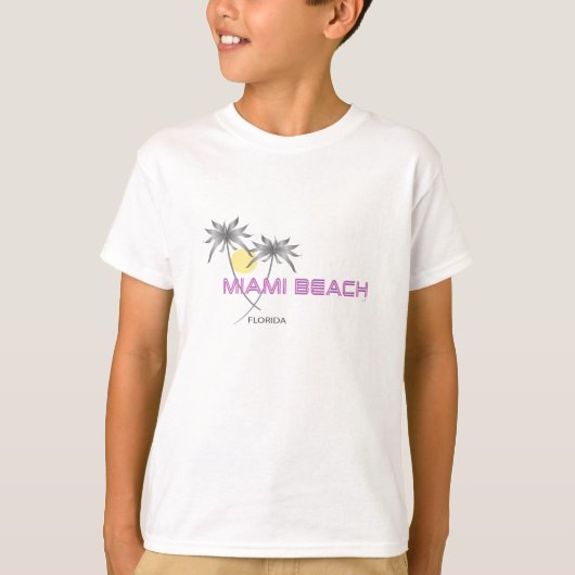 マイアミビーチフロリダピンク Tシャツ (正面)