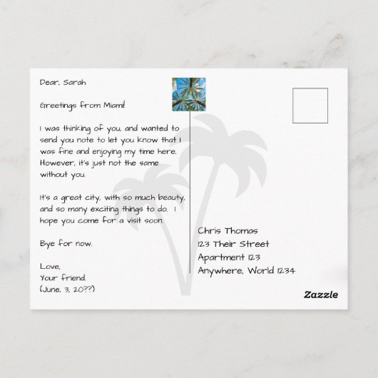 マイアミビーチフロリダライフガードステーション ポストカード (裏面)