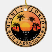 マイアミビーチフロリダレトロサンセットパームツリー80s セラミックオーナメント (正面)