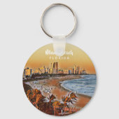 マイアミビーチフロリダヴィンテージウォーターカラーアート キーホルダー (正面)