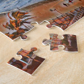 マイアミビーチフロリダヴィンテージウォーターカラーアート ジグソーパズル (側面)