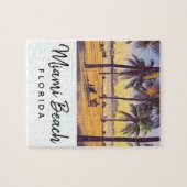 マイアミビーチフロリダヴィンテージウォーターカラーアート ジグソーパズル (横)